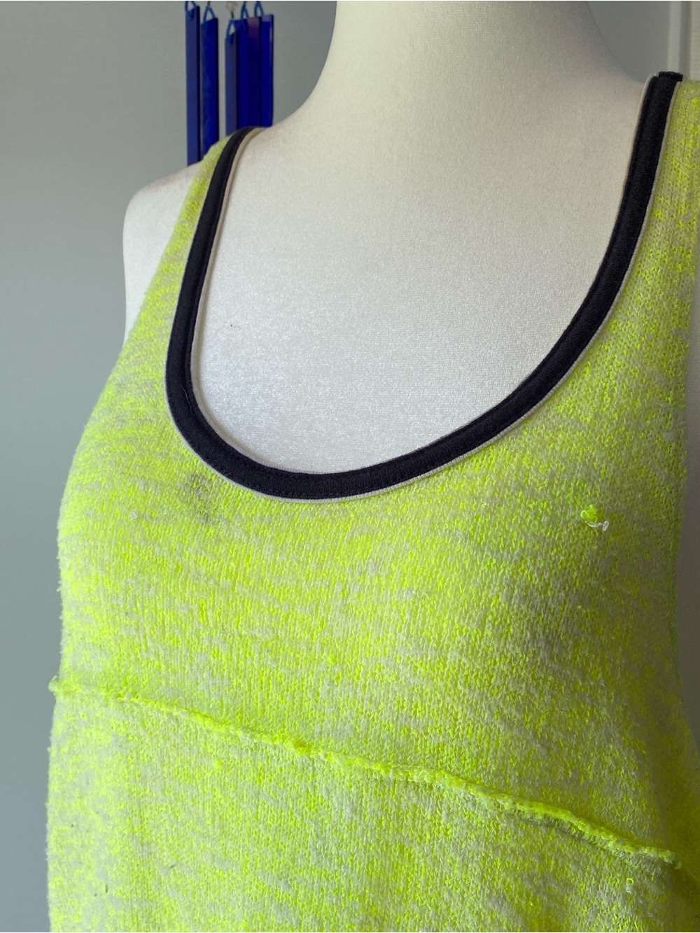 Free People Sporty Beachy Neon Yellow Marl Knit Racerback Tank Top xs - Picture 7 of 13